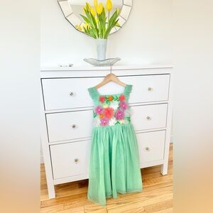 Girls Mint Green Floral Tulle Dress 🌷✨🧡